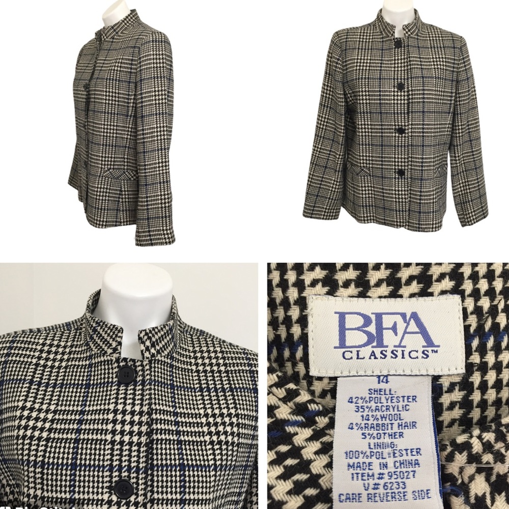 Bfa Classics Houndstooth Blazer/Jacket Size 14 - image 1